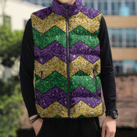 Mardi Gras Zigzag Sparkle Style Sleeveless Puffer Jacket