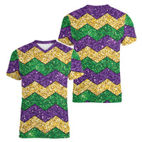 Mardi Gras Zigzag Sparkle Style Women V-Neck T-Shirt