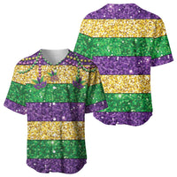 Mardi Gras Stripes Baseball Jersey Carnival Beads & Masks