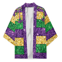 Mardi Gras Stripes Kimono Carnival Beads & Masks