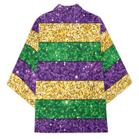Mardi Gras Stripes Kimono Carnival Beads & Masks
