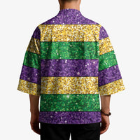 Mardi Gras Stripes Kimono Carnival Beads & Masks