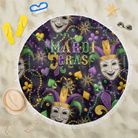 Mardi Gras Carnival Night Beach Blanket Jester Mask Fantasy