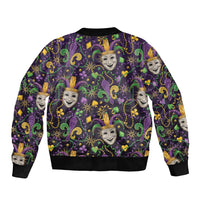 Mardi Gras Carnival Night Bomber Jacket Jester Mask Fantasy