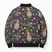 Mardi Gras Carnival Night Bomber Puffer Jacket Jester Mask Fantasy