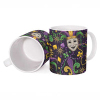 Mardi Gras Carnival Night Ceramic Mug Jester Mask Fantasy