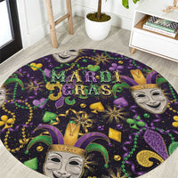 Mardi Gras Carnival Night Round Carpet Jester Mask Fantasy