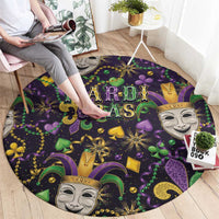 Mardi Gras Carnival Night Round Carpet Jester Mask Fantasy
