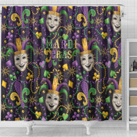 Mardi Gras Carnival Night Shower Curtain Jester Mask Fantasy