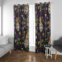 Mardi Gras Carnival Night Window Curtain Jester Mask Fantasy