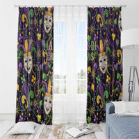 Mardi Gras Carnival Night Window Curtain Jester Mask Fantasy
