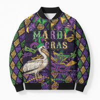 Mardi Gras Pelican Bomber Puffer Jacket Let the Good Times Roll