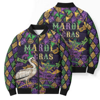 Mardi Gras Pelican Bomber Puffer Jacket Let the Good Times Roll