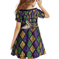 Mardi Gras Pelican Family Matching Off The Shoulder Long Sleeve Dress and Hawaiian Shirt Let the Good Times Roll