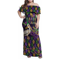 Mardi Gras Pelican Family Matching Off Shoulder Maxi Dress and Hawaiian Shirt Let the Good Times Roll