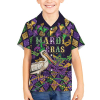 Mardi Gras Pelican Family Matching Off Shoulder Maxi Dress and Hawaiian Shirt Let the Good Times Roll