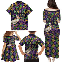 Mardi Gras Pelican Family Matching Puletasi and Hawaiian Shirt Let the Good Times Roll