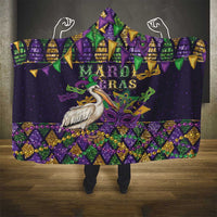 Mardi Gras Pelican Hooded Blanket Let the Good Times Roll