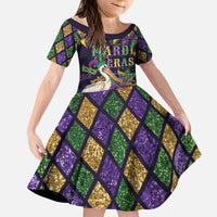 Mardi Gras Pelican Kid Short Sleeve Dress Let the Good Times Roll