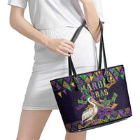 Mardi Gras Pelican Leather Tote Bag Let the Good Times Roll