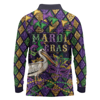 Mardi Gras Pelican Long Sleeve Polo Shirt Let the Good Times Roll