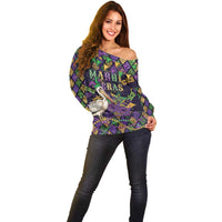 Mardi Gras Pelican Off Shoulder Sweater Let the Good Times Roll
