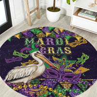 Mardi Gras Pelican Round Carpet Let the Good Times Roll