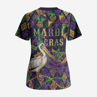 Mardi Gras Pelican Scrub Top Let the Good Times Roll