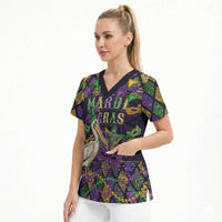 Mardi Gras Pelican Scrub Top Let the Good Times Roll