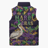 Mardi Gras Pelican Sleeveless Puffer Jacket Let the Good Times Roll