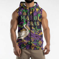 Mardi Gras Pelican Sleeveless Zip Hoodie Let the Good Times Roll