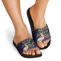 Mardi Gras Pelican Slide Sandals Let the Good Times Roll