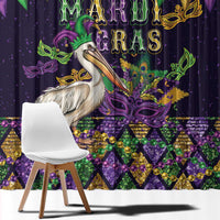 Mardi Gras Pelican Window Curtain Let the Good Times Roll