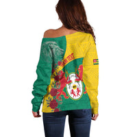 Personalised Republique Togolaise Off Shoulder Sweater Lion Coat Of Arms