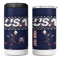 Custom USA Ice Hockey 4 in 1 Can Cooler Tumbler Go Champions