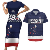 Custom USA Ice Hockey Couples Matching Short Sleeve Bodycon Dress and Hawaiian Shirt Go Champions