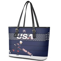 Custom USA Ice Hockey Leather Tote Bag Go Champions