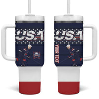 Custom USA Ice Hockey Tumbler With Handle Go Champions
