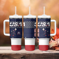 Custom USA Ice Hockey Tumbler With Handle Go Champions