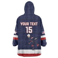 Custom USA Ice Hockey Wearable Blanket Hoodie Go Champions