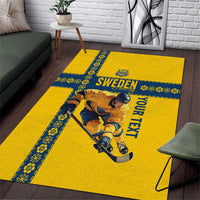 Custom Sweden Ice Hockey Area Rug Go Tre Kronor