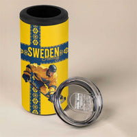 Custom Sweden Ice Hockey 4 in 1 Can Cooler Tumbler Go Tre Kronor