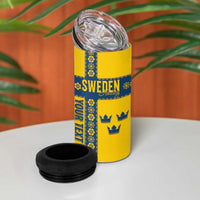 Custom Sweden Ice Hockey 4 in 1 Can Cooler Tumbler Go Tre Kronor