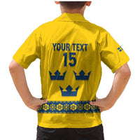 Custom Sweden Ice Hockey Family Matching Mermaid Dress and Hawaiian Shirt Go Tre Kronor