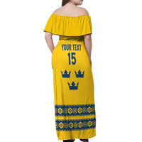 Custom Sweden Ice Hockey Off Shoulder Maxi Dress Go Tre Kronor