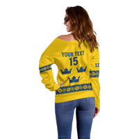 Custom Sweden Ice Hockey Off Shoulder Sweater Go Tre Kronor