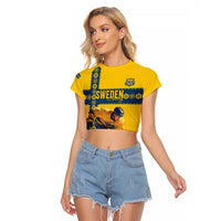 Custom Sweden Ice Hockey Raglan Cropped T Shirt Go Tre Kronor
