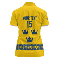 Custom Sweden Ice Hockey Women Polo Shirt Go Tre Kronor
