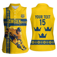 Custom Sweden Ice Hockey Women Sleeveless Polo Shirt Go Tre Kronor