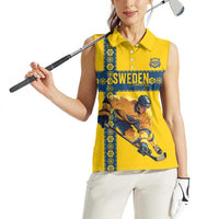 Custom Sweden Ice Hockey Women Sleeveless Polo Shirt Go Tre Kronor